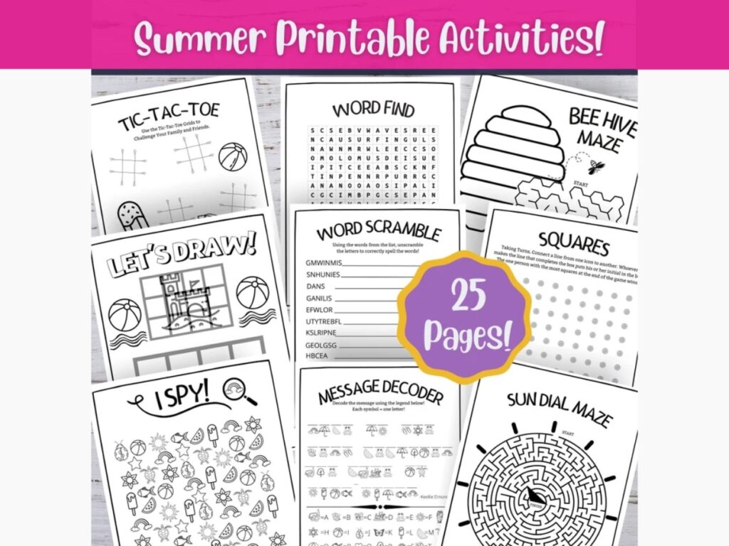 Summer kids activities summer camp activity printable activity bundle coloring pages made by teachers