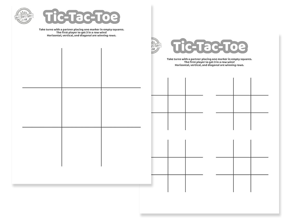 Tic tac toe printable kids activities blog