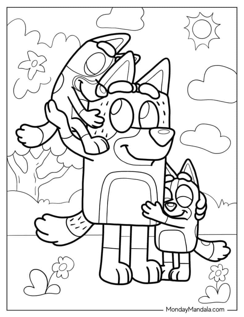 Bluey coloring pages free pdf printables