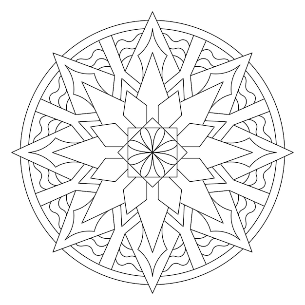 Premium vector star mandala illustration for coloring page