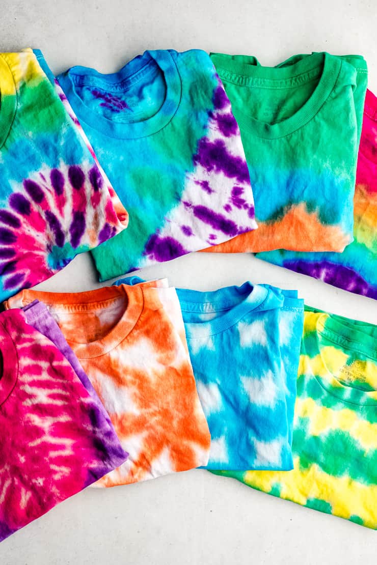 Tie dye patterns and folding techniques