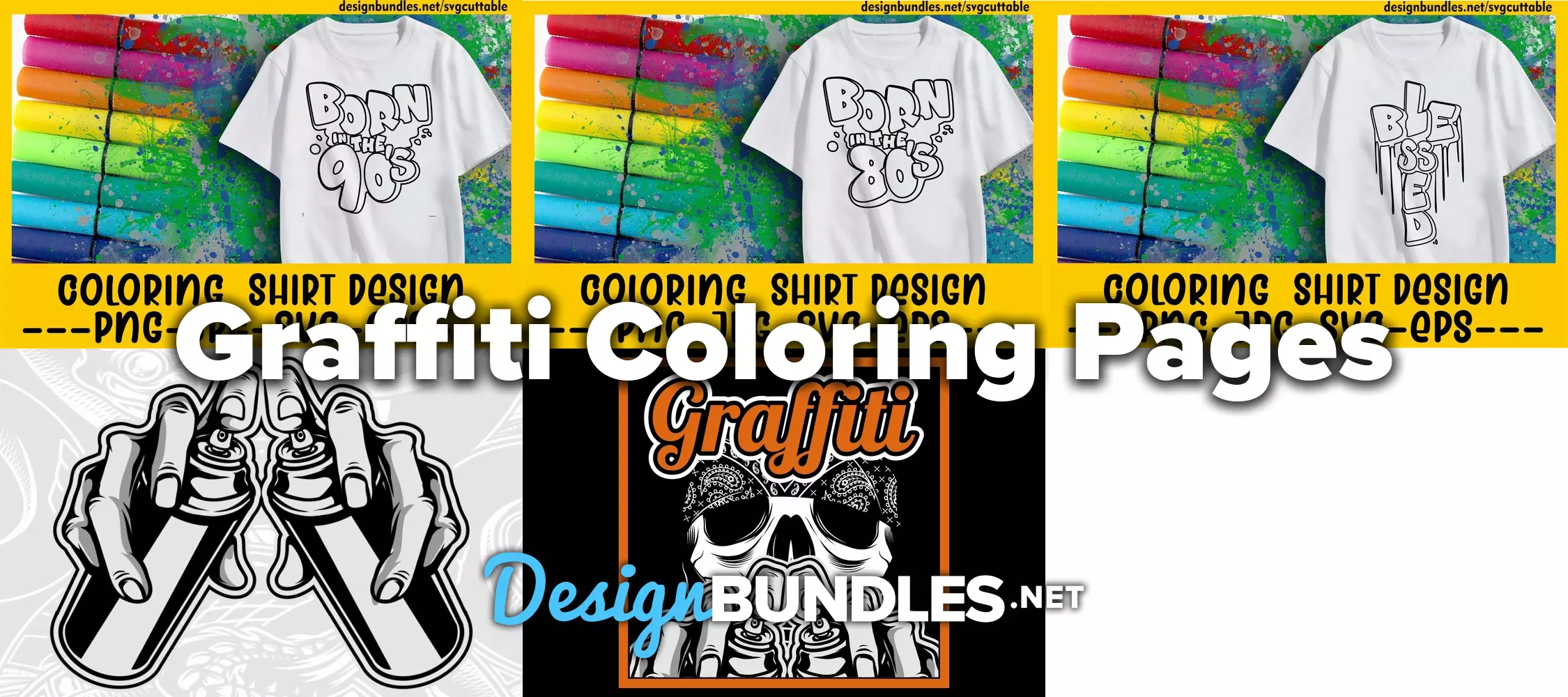 Graffiti coloring pages design bundles