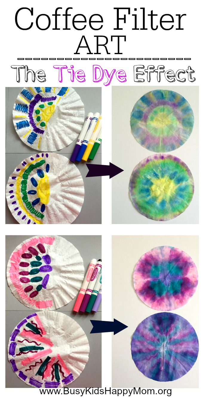 Tie dye coffee filter art for kids