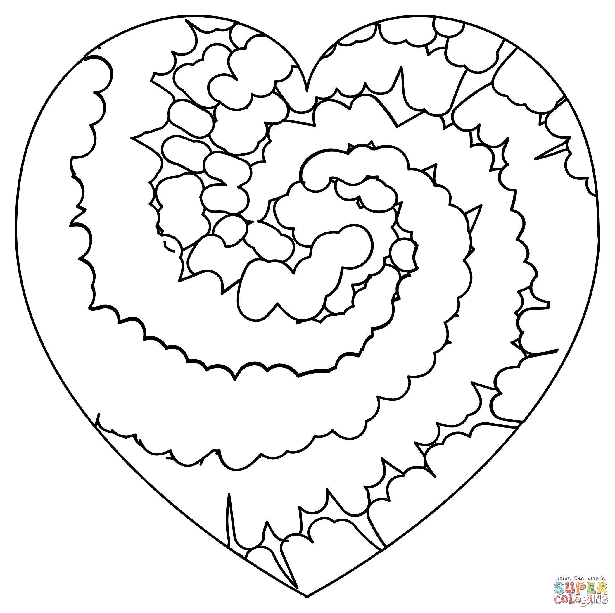 Tie dye heart coloring page free printable coloring pages