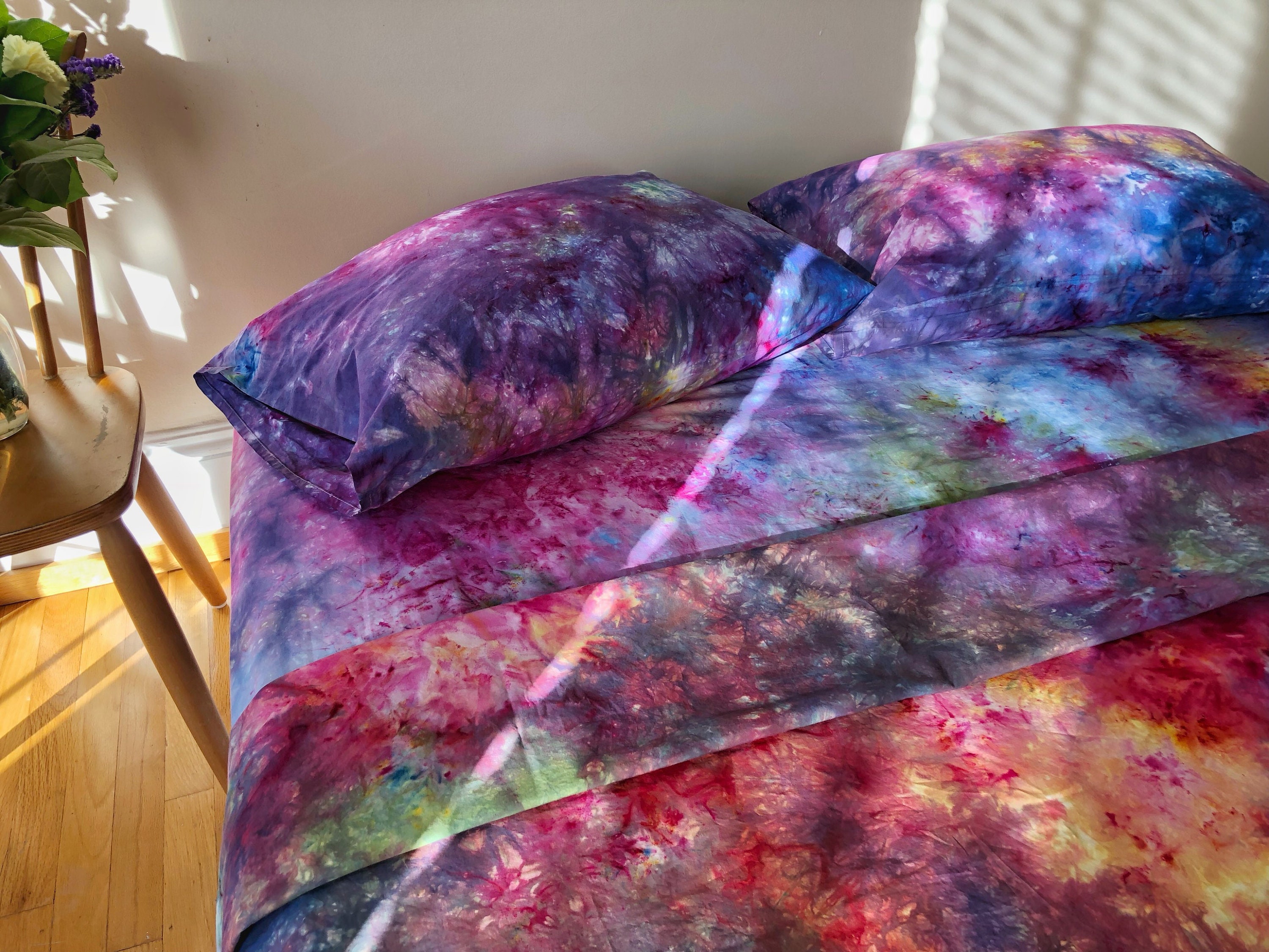 Rainbow rain tie dye bedding