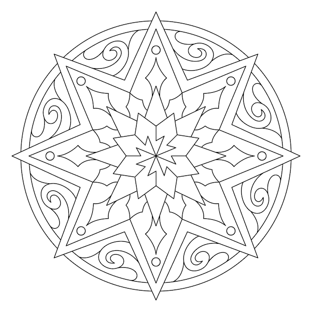 Premium vector star mandala illustration for coloring page