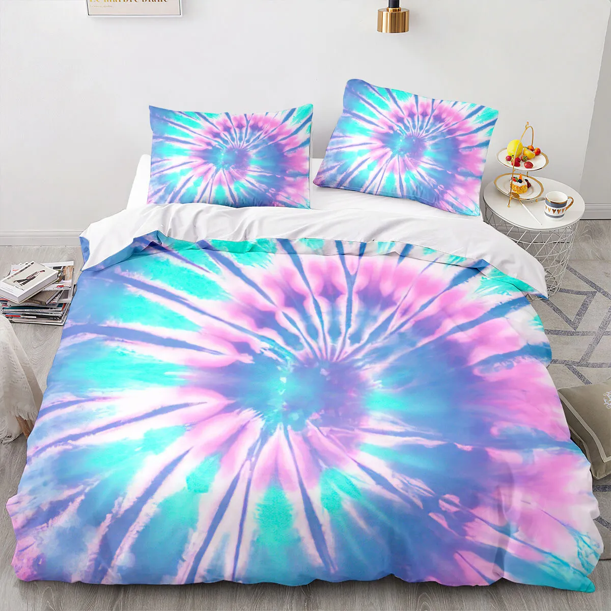 Vortex tie dye doona cover queen king bedding set quilt cover color art