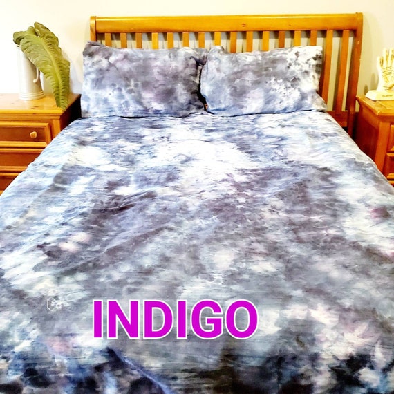 Tie dye sheet set ice dye bedding hand ice dyed sheets your choice of color