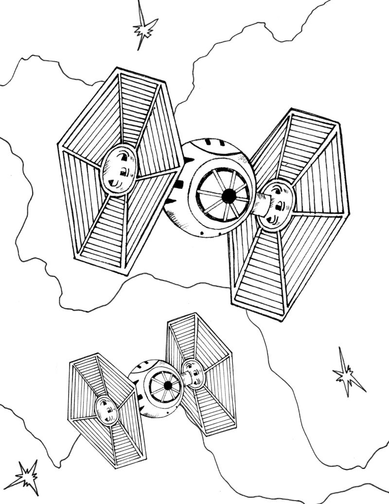 Free printable tie fighter coloring page