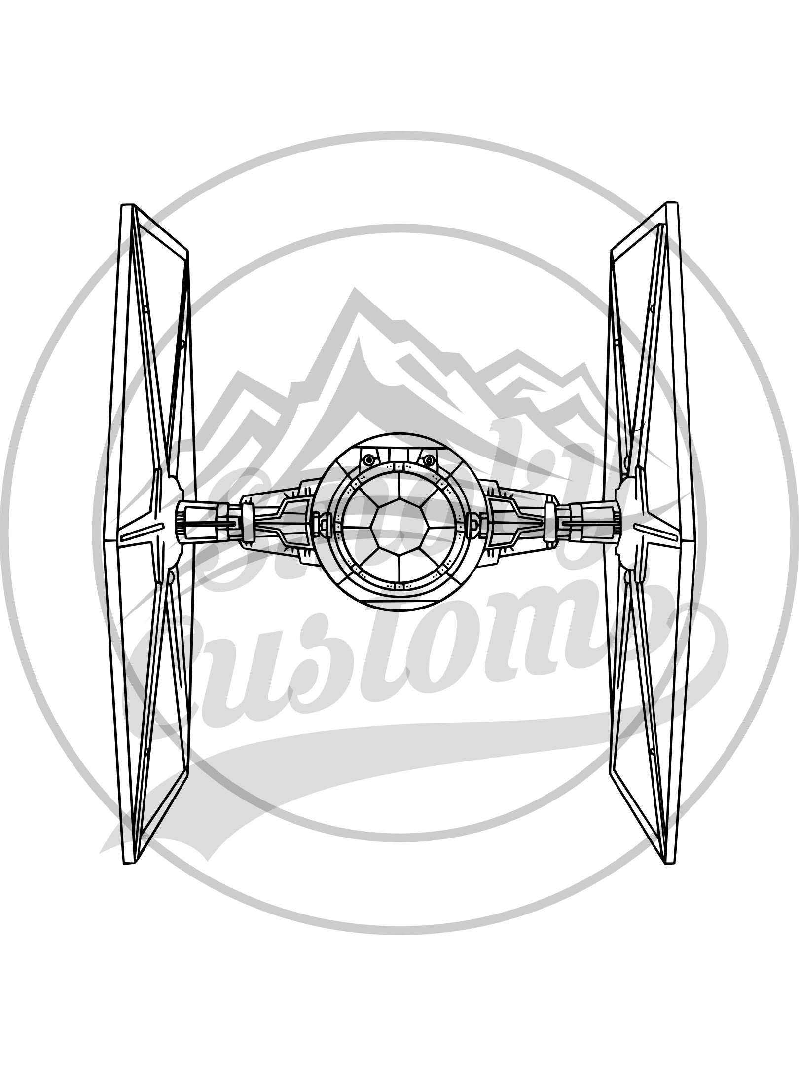 Tie fighter hand drawn ready to cut and print svg png jpg