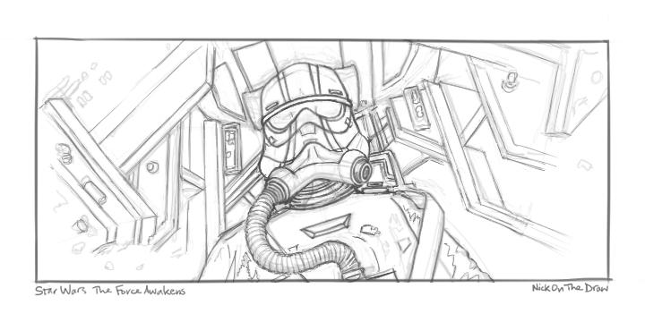 Nick on the draw on x drawing of first order pilot in the cockpit of a tie fighter starwars theforceawakens fanart httptcovhotoypc x