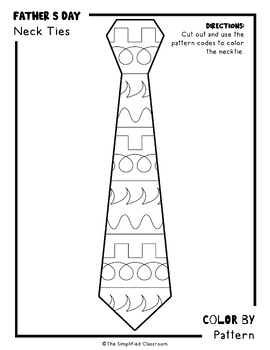 Fathers day neck ties with coloring patterns by the simplified classroom