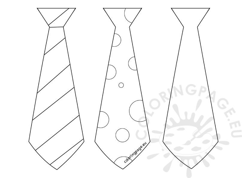 Fathers day craft three tie template coloring page