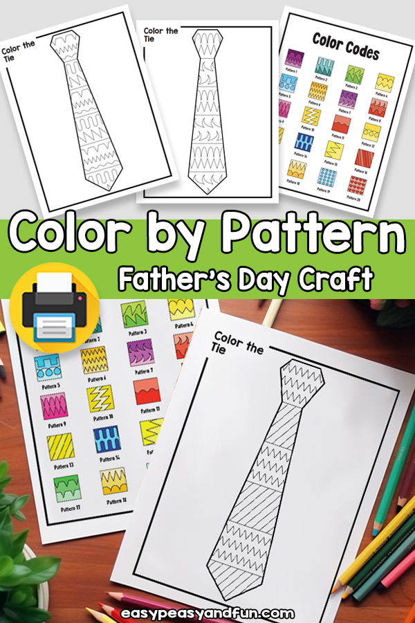 Fathers day tie color by pattern activity template â easy peasy and fun hip