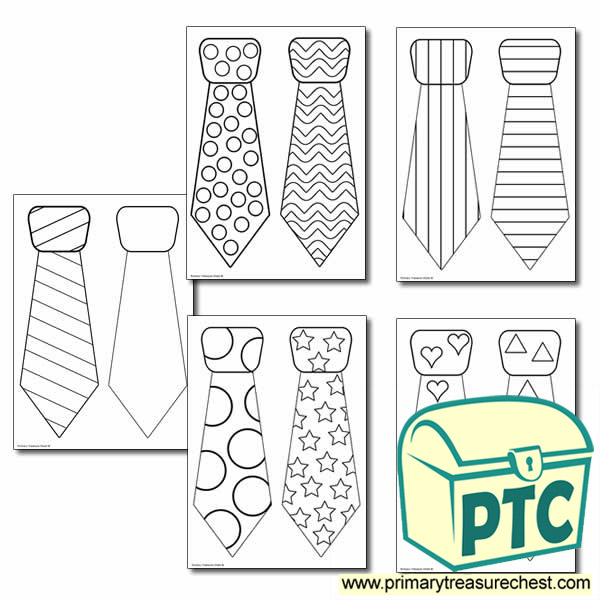 Tie themed colouring sheets