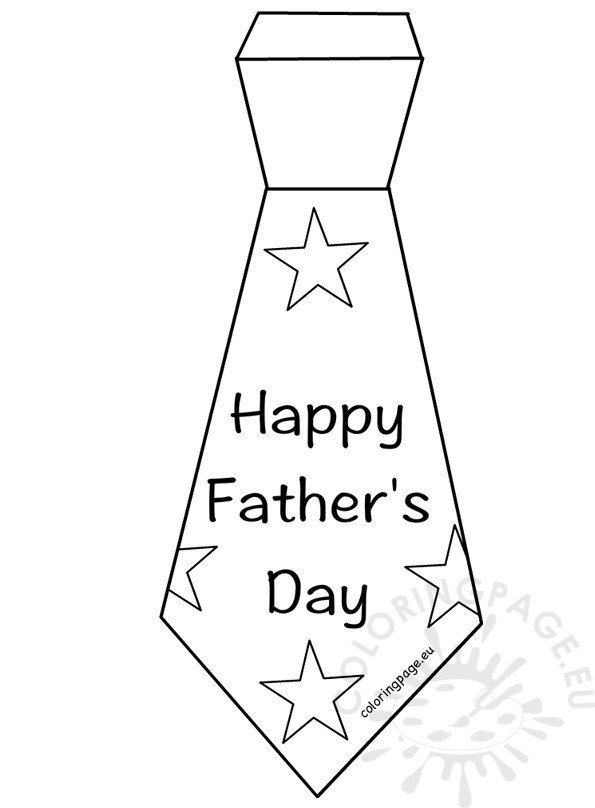 Happy fathers day tie template coloring page