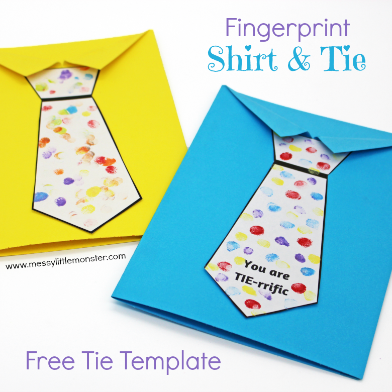 Fathers day tie card with free printable tie template