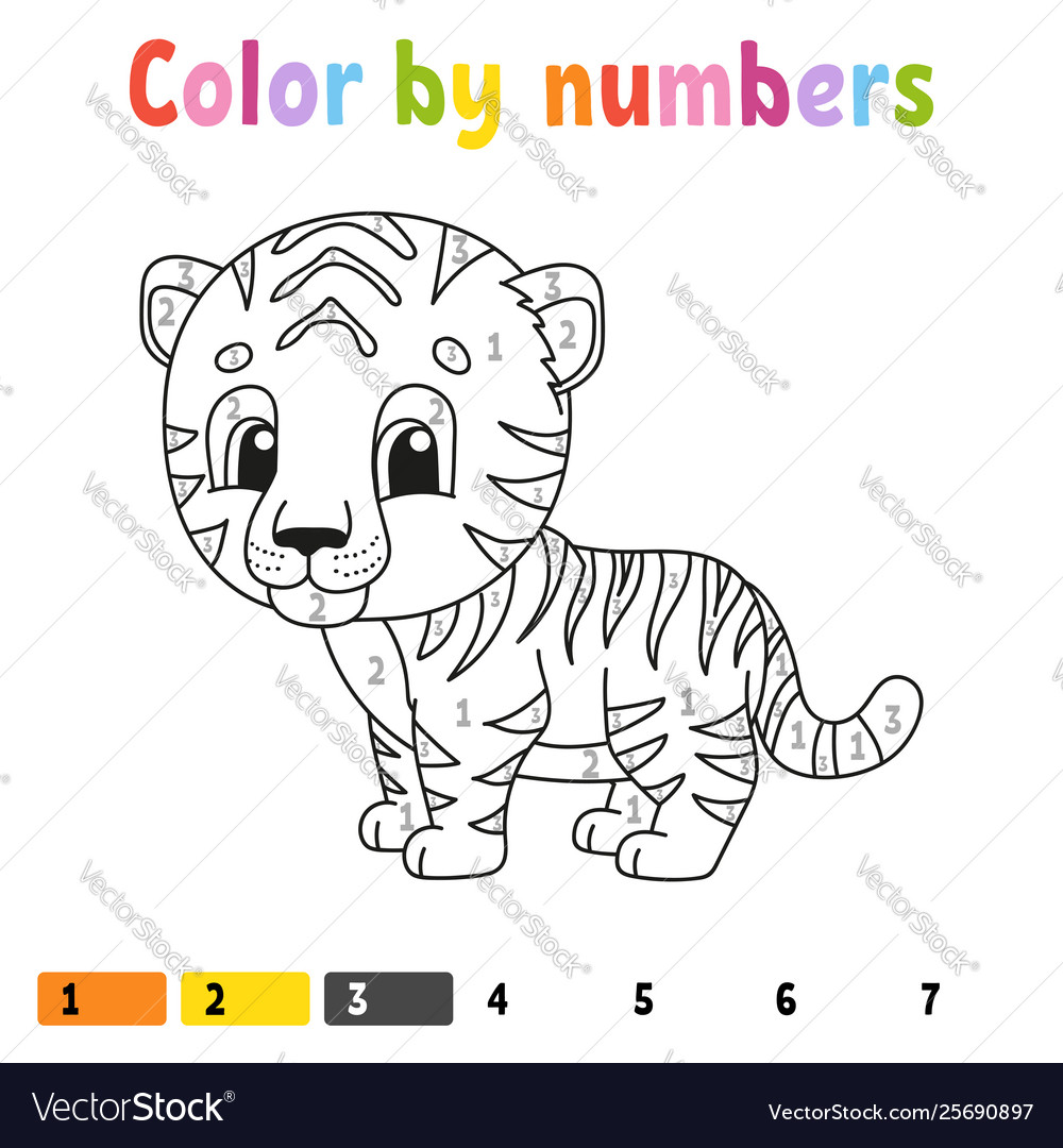 Color numbers coloring book for kids cheerful vector image