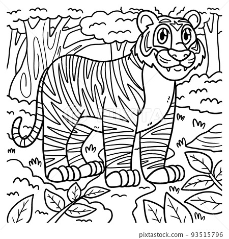 Tiger animal coloring page for kids