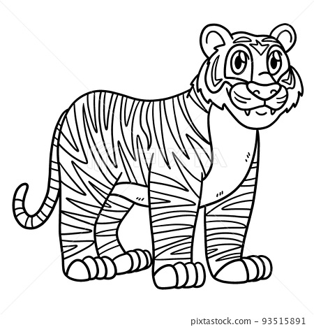 Tiger animal isolated coloring page for kids