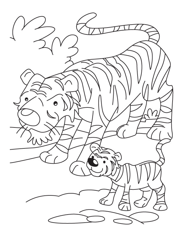 Tiger cub with mother tiger coloring page download free tiger cub with mother tiger coloring page for kids best coloring pages