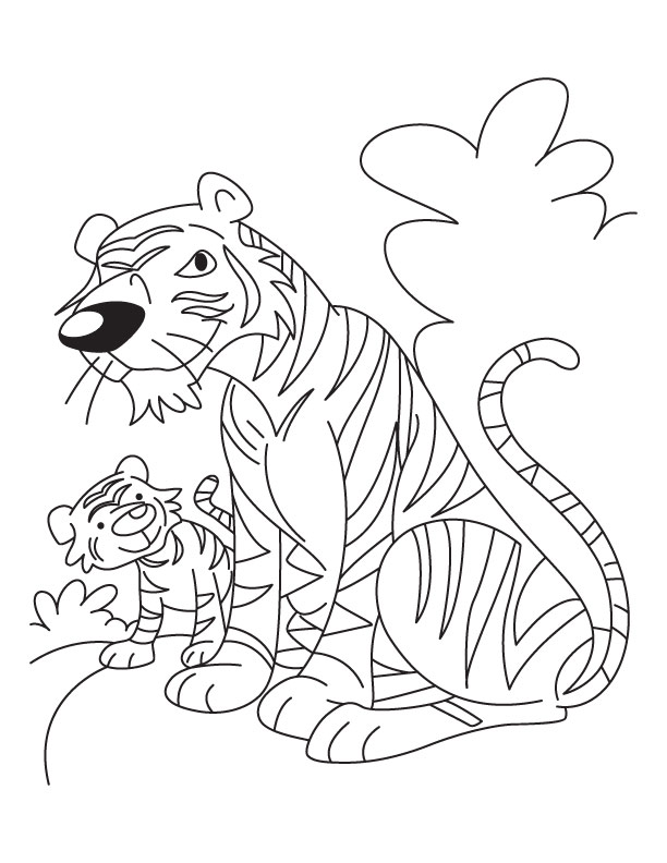 Mother tiger and baby tiger cub coloring page download free mother tiger and baby tiger cub coloring page for kids best coloring pages