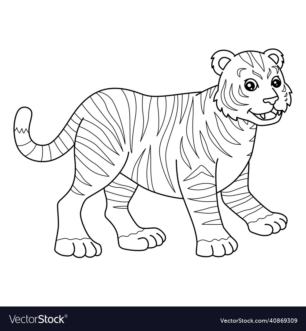 Tiger coloring page isolated for kids royalty free vector