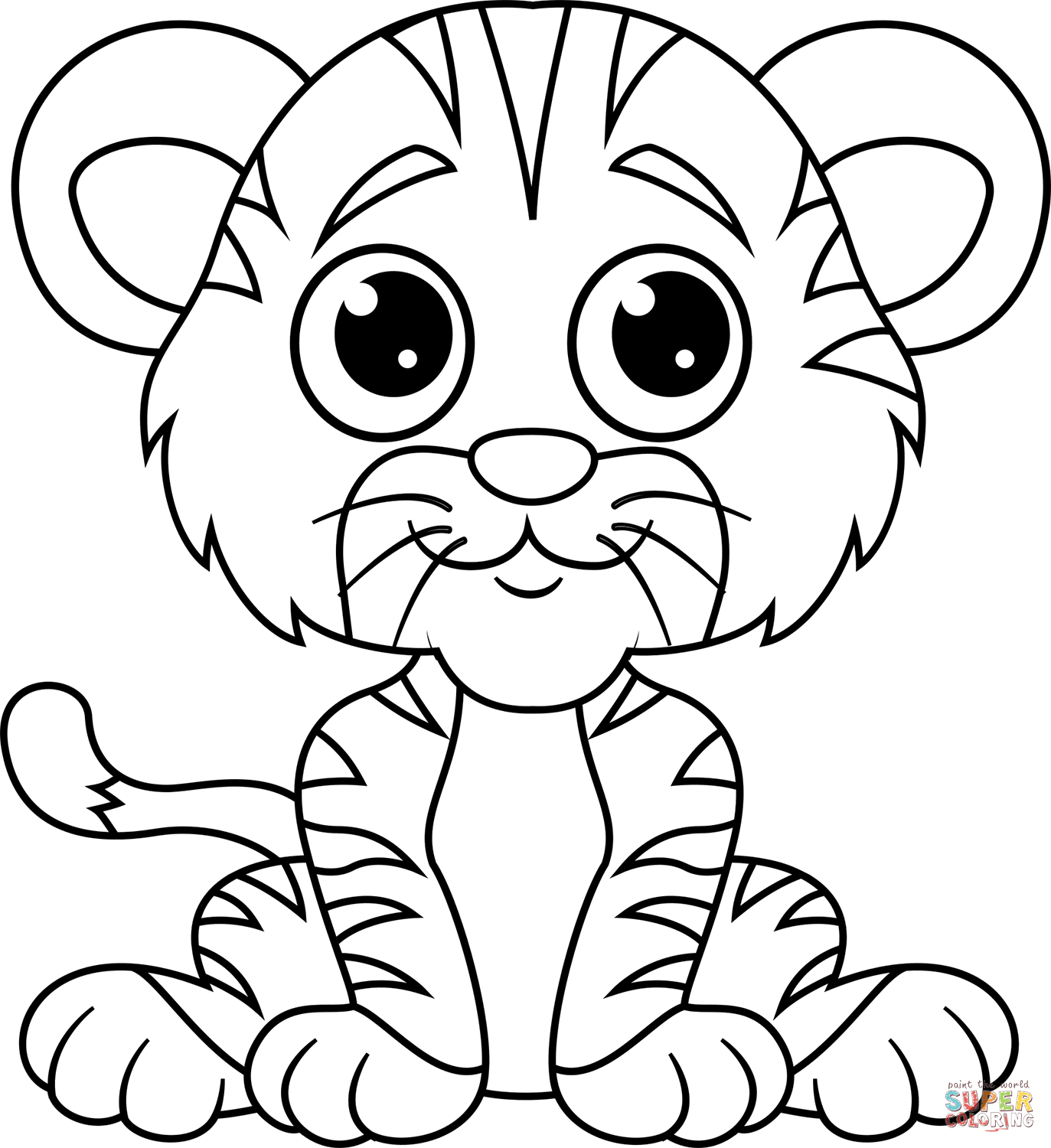 Cute baby tiger coloring page free printable coloring pages