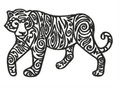 Tribal tiger embroidery design