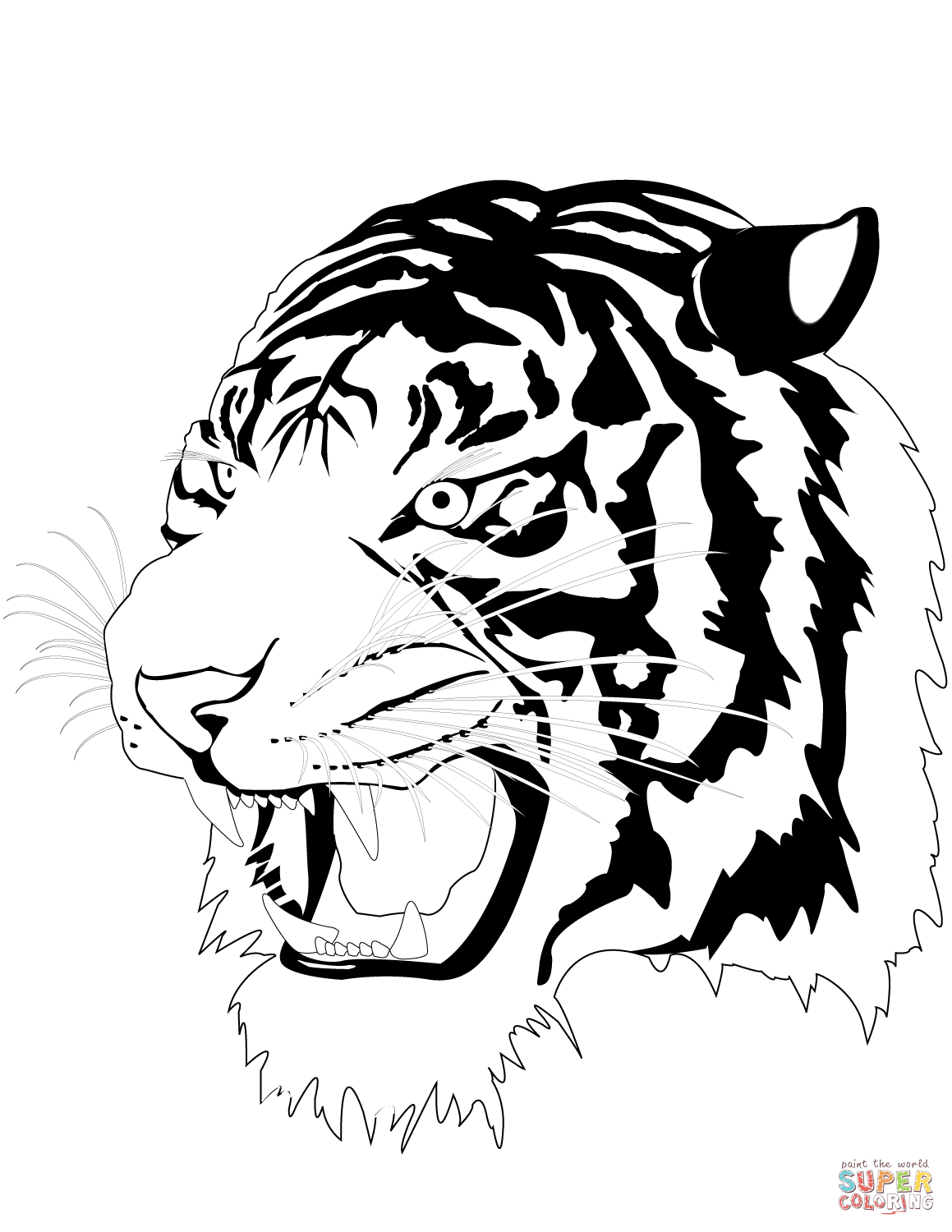 Tiger head coloring page free printable coloring pages