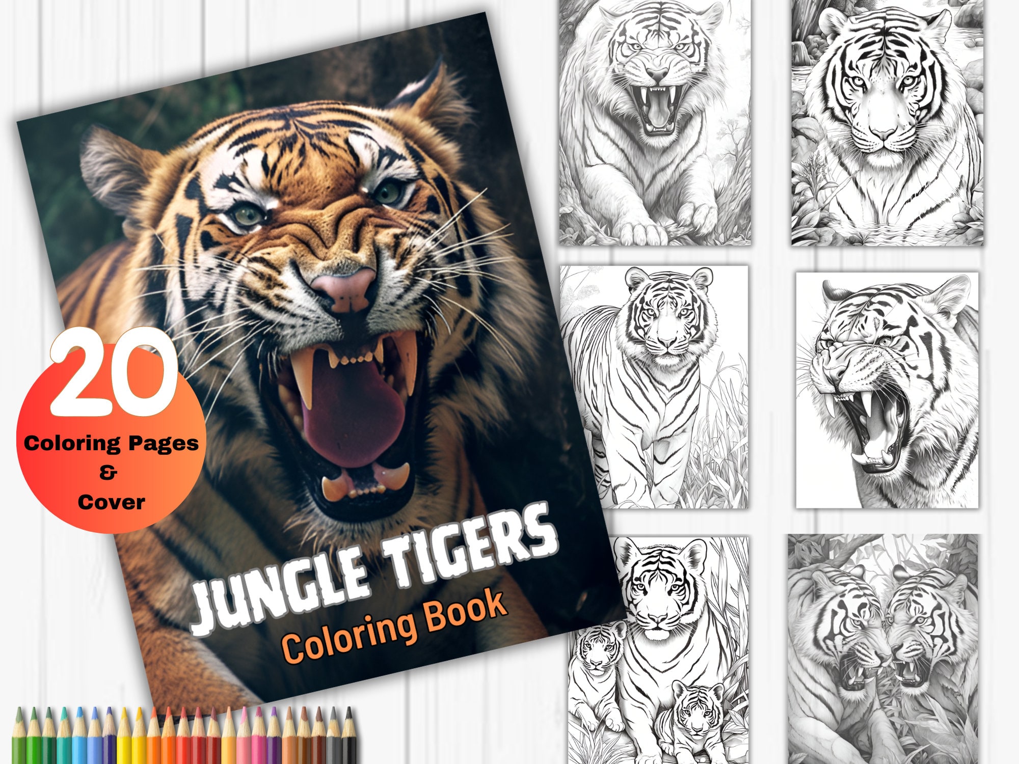 Tiger coloring pages for adults tigers in the jungle printable tiger coloring sheets coloring pdf grayscale coloring