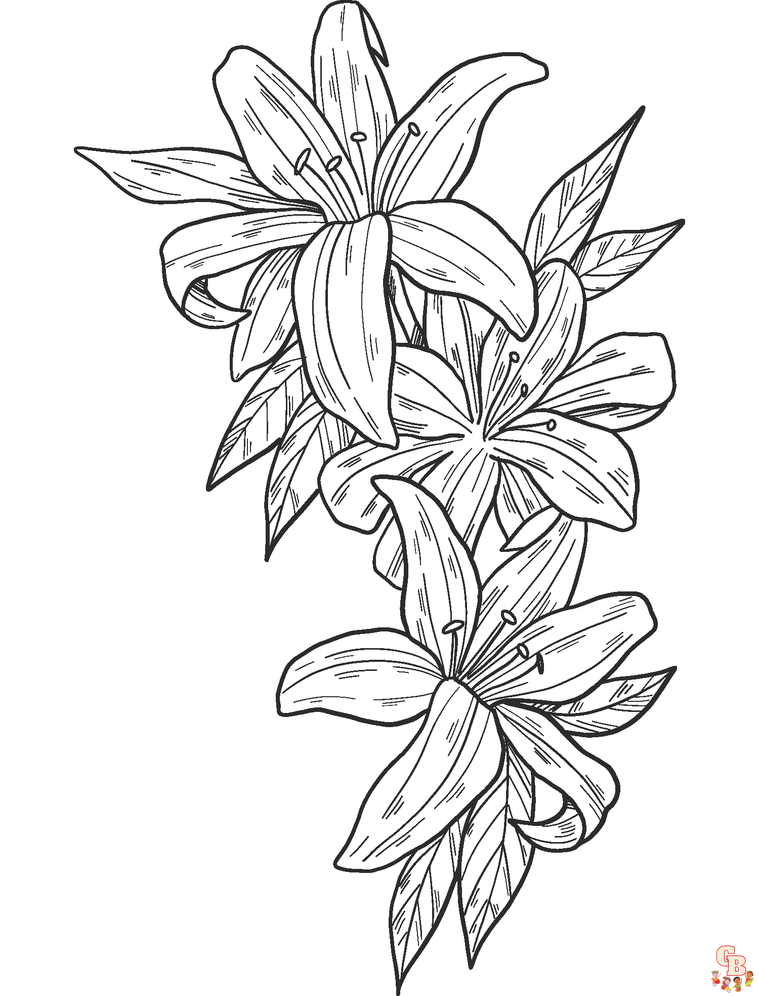 Beautiful lily coloring pages for kids