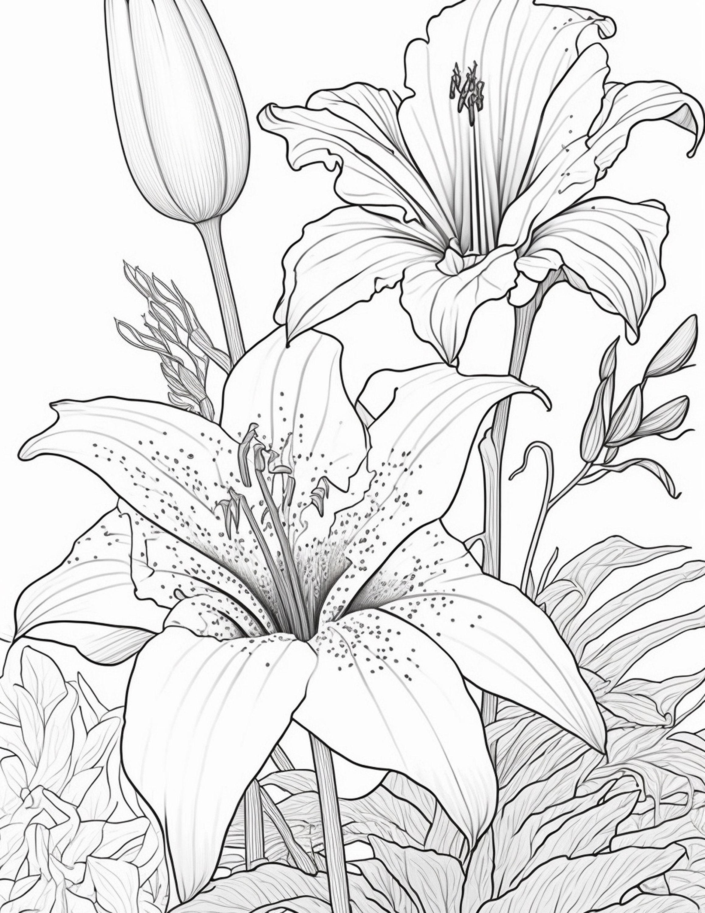 Relaxing coloring pages easter lilies pages
