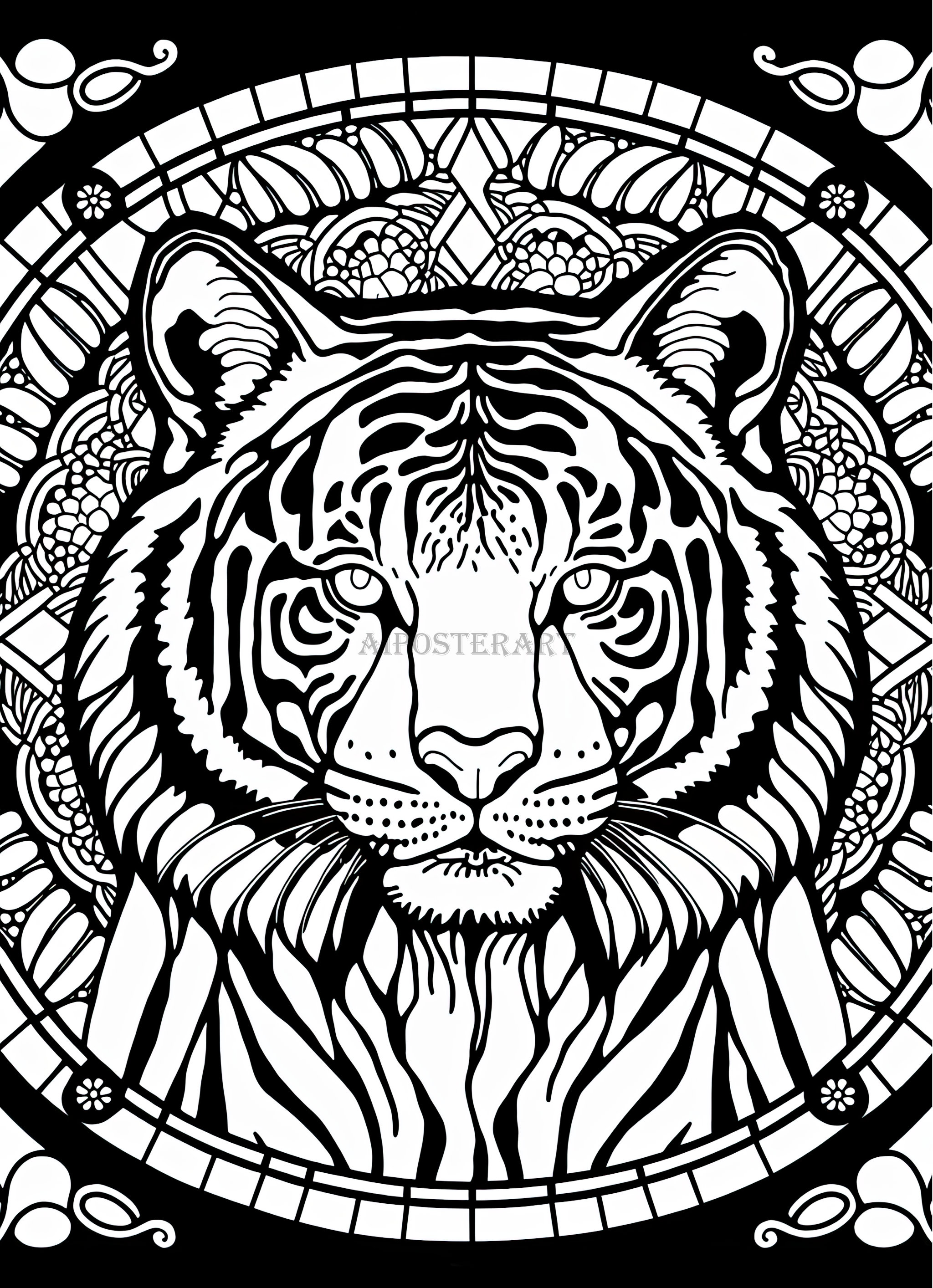 Tiger coloring download printable coloring page advanced