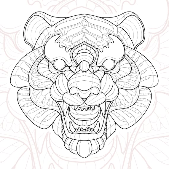 Digital printable tiger coloring page