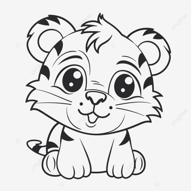 Cute tiger coloring page printable kid s page for preschoolers or outline sketch drawing vector school drawing tiger drawing wing drawing png and vector with transparent background for free download