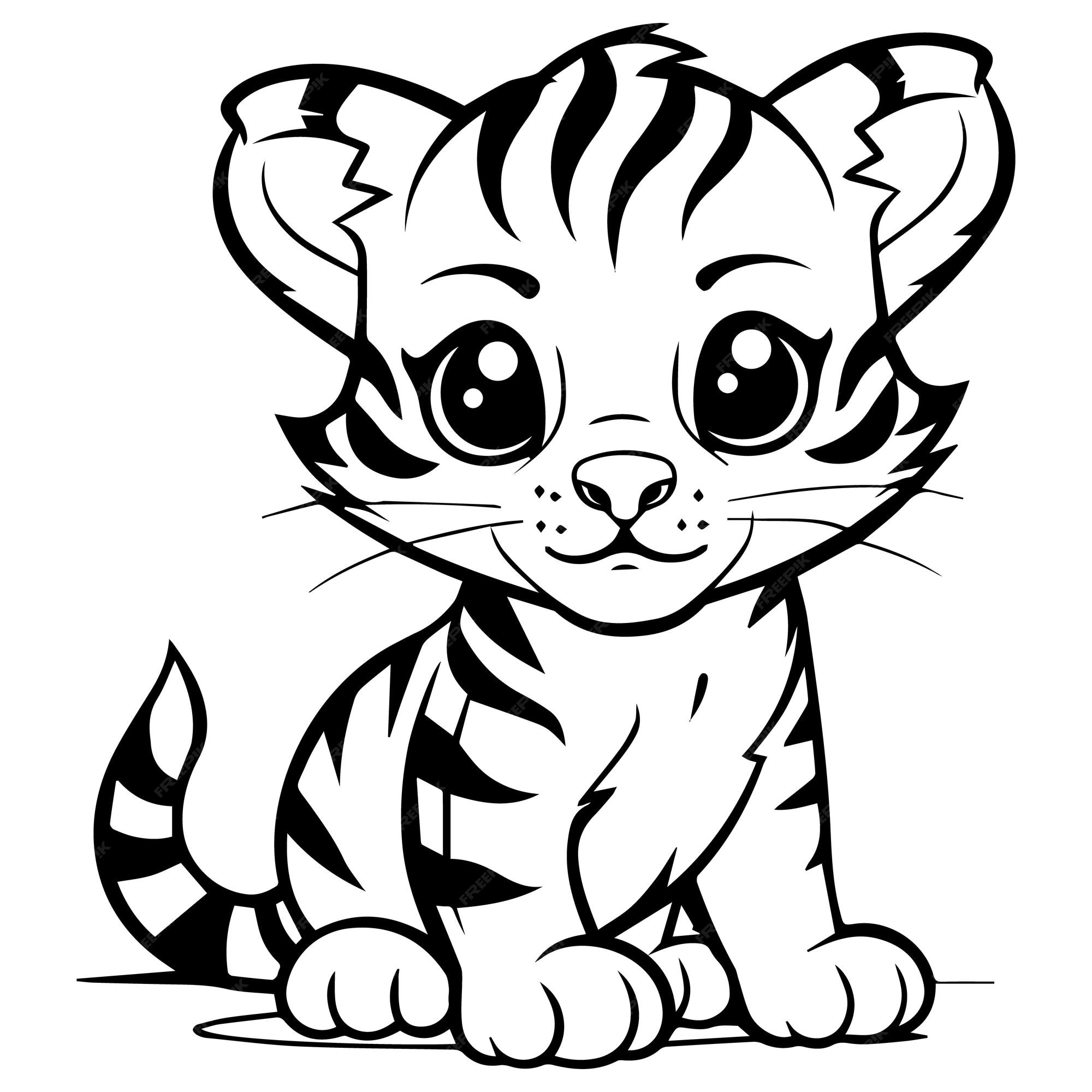 Premium vector coloring page tiger illustration kawaii style line drawing tiger