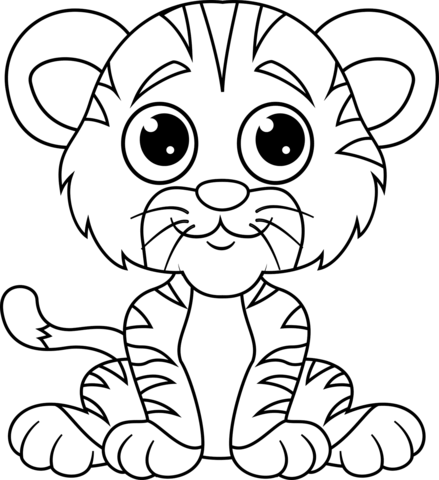 Cute baby tiger coloring page free printable coloring pages