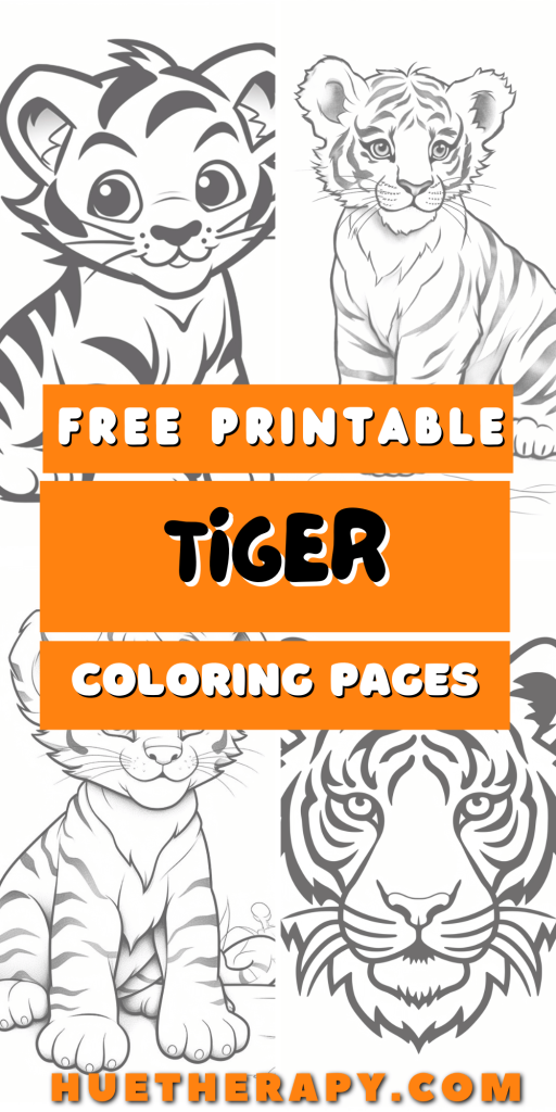 Tiger coloring pages hue therapy