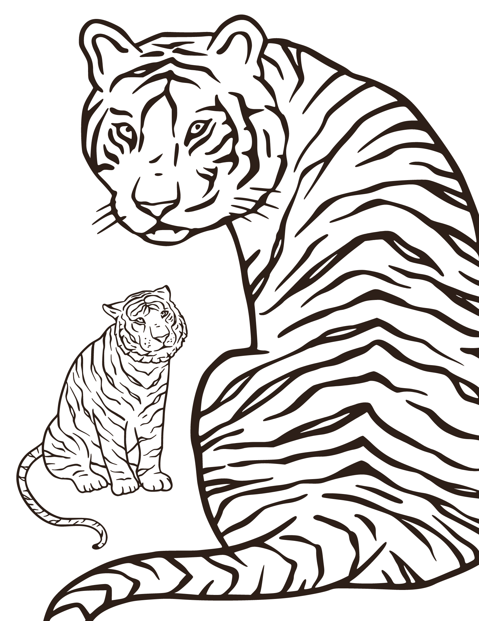 Terrific tiger coloring pages for kids and adults