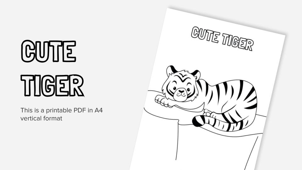 Cute tiger printable coloring worksheet