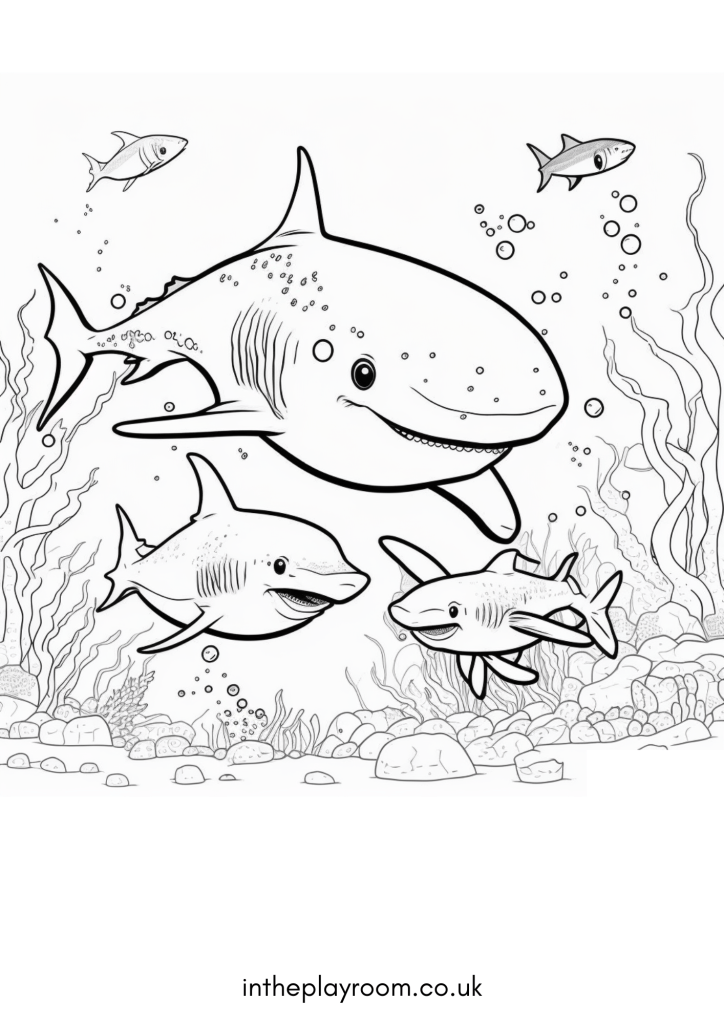 Free printable shark loring pages for kids