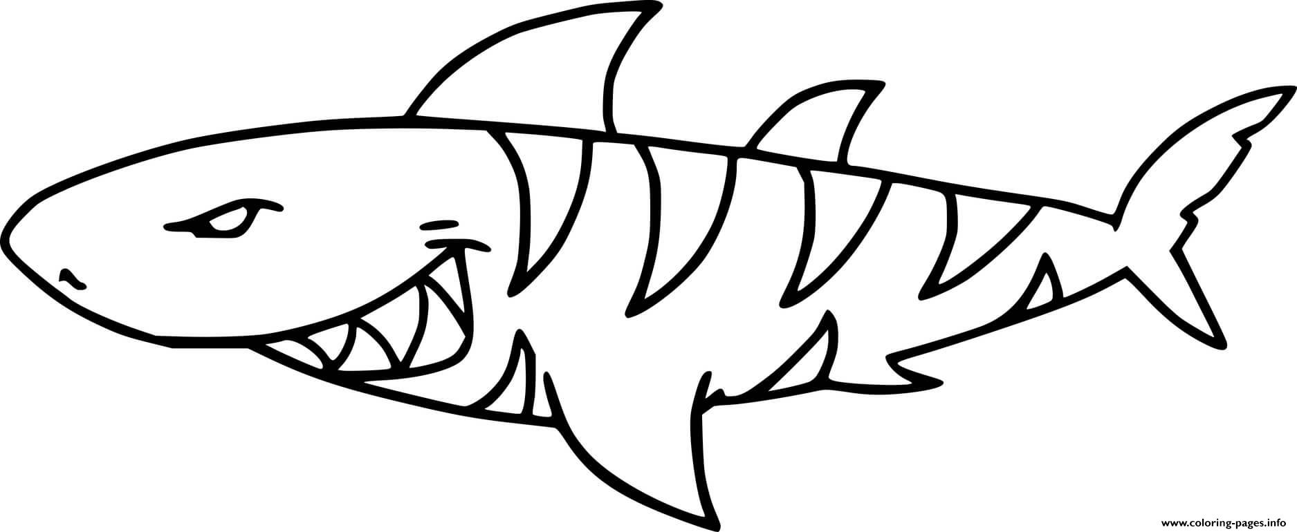 Simple tiger shark coloring page printable