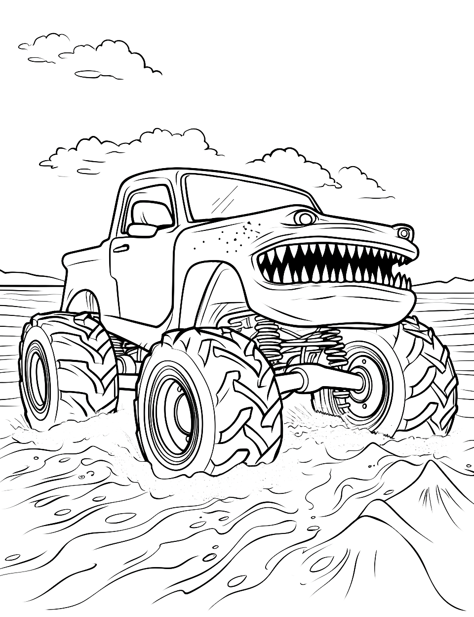 Monster truck coloring pages free printable sheets