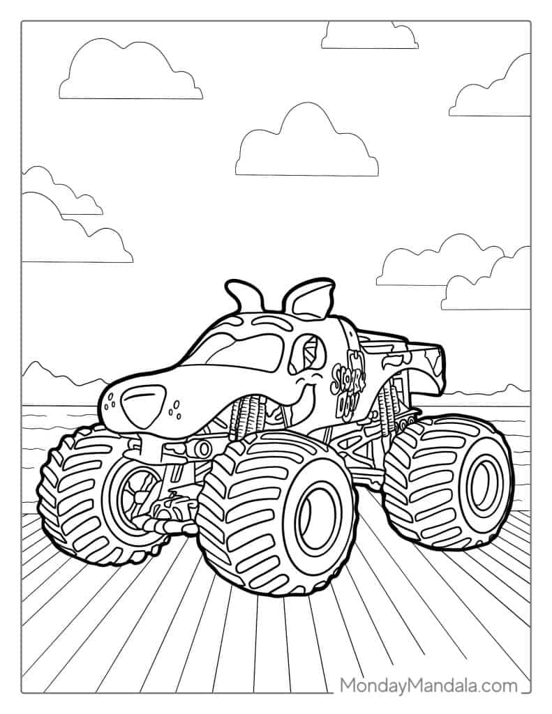 Monster truck coloring pages free pdf printables