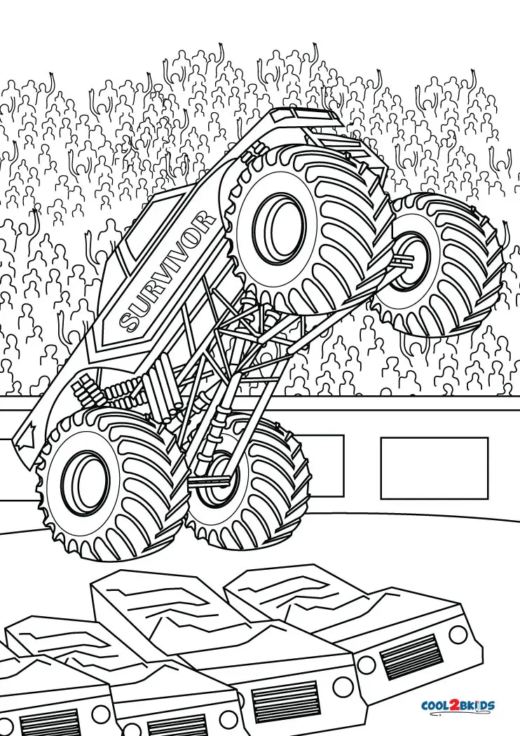 Free printable monster truck coloring pages for kids