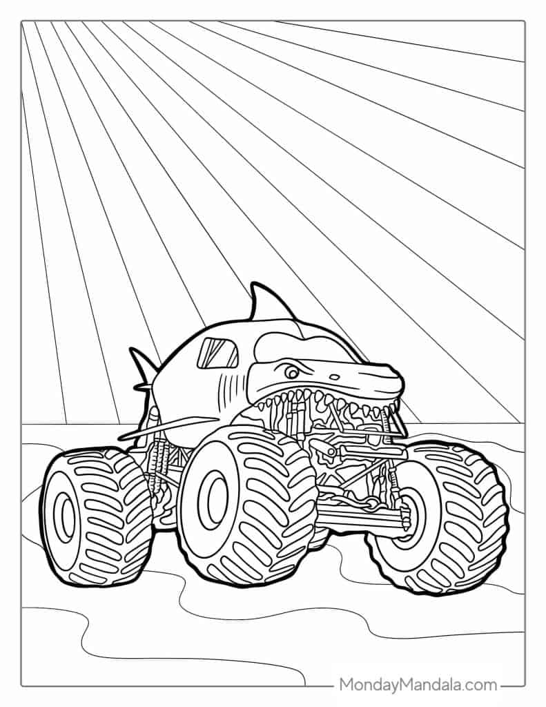 Monster truck coloring pages free pdf printables