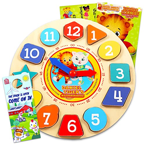 Daniel tiger clock puzzle shape sorting game for toddlers kids pc learning toy bundle with daniel tiger wooden clock coloring book and more daniel tiger wood toys price in dubai u