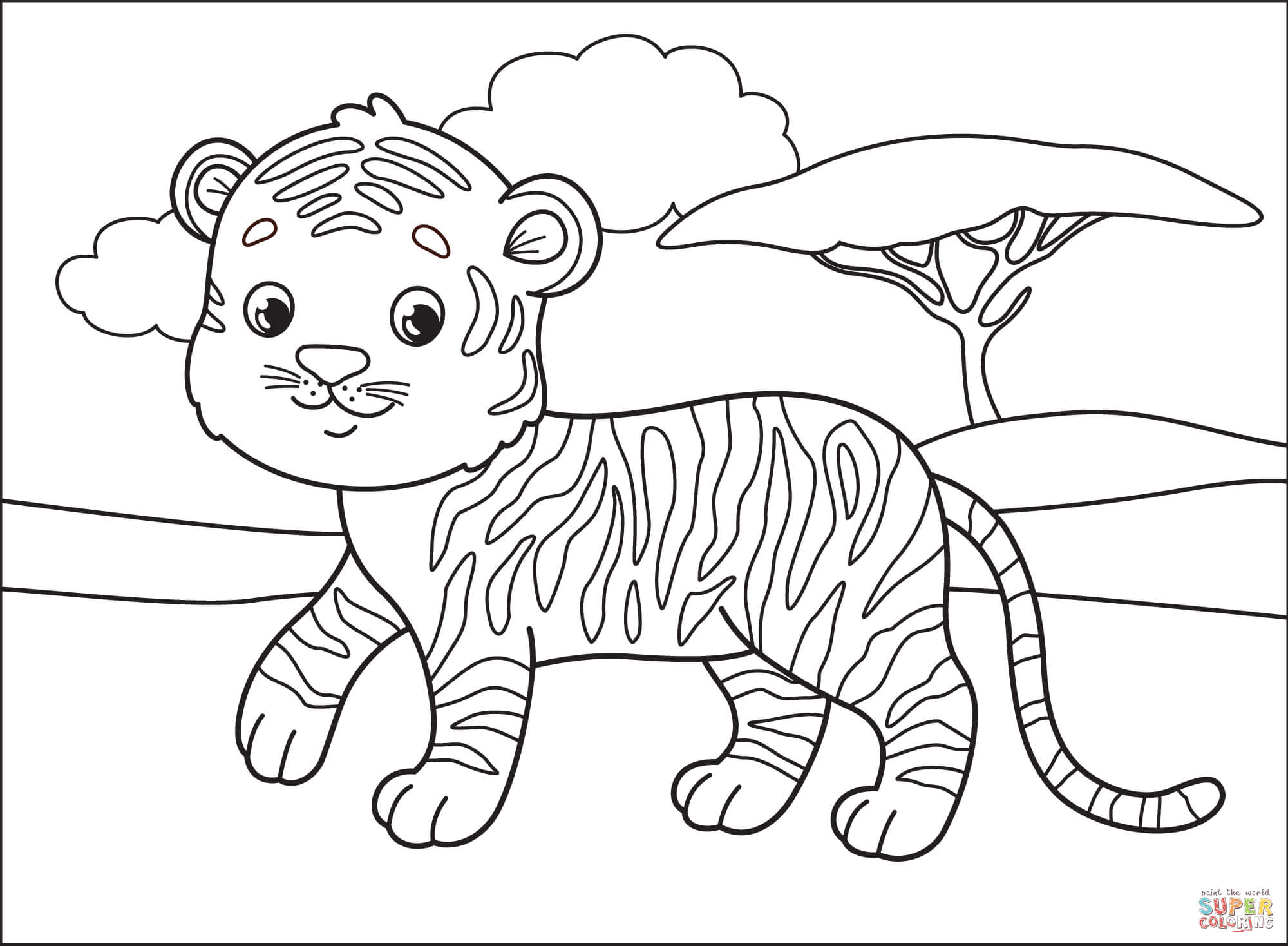 Tiger coloring page free printable coloring pages