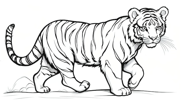 Premium vector tiger coloring book drawing